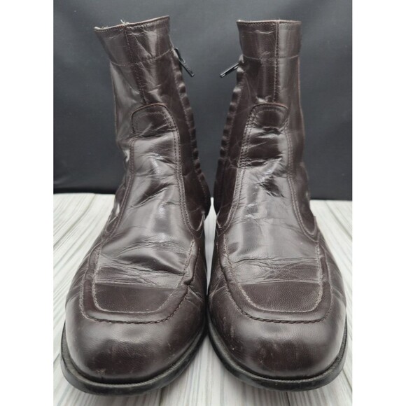 Botany 500 Men\'s Ankle Beatle Boots Sz 10M Brown Leather Side Zip Mid-Century main image 5